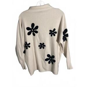 Aaeda Floral Print Over Sized Mock Neck Sweater with Flowers  Medium  Super Soft